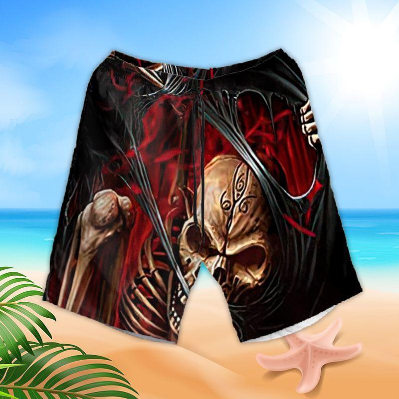 Motorcycle Aloha Hawaiian Shirts For Summer, Skeleton Horror Skull The Death Art Hawaiian Set For Men Women, Gift For Racing Motorcycle Lovers, Friend - Amzanimalsgift