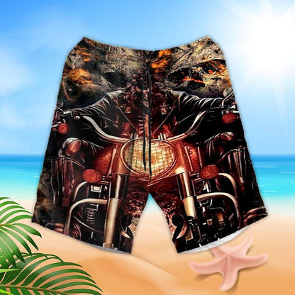 Motorcycle Aloha Hawaiian Shirts For Summer, Skeleton Rider, Skull Pattern Background Hawaiian Set For Men Women, Gift For Racing Motorcycle Lovers - Amzanimalsgift