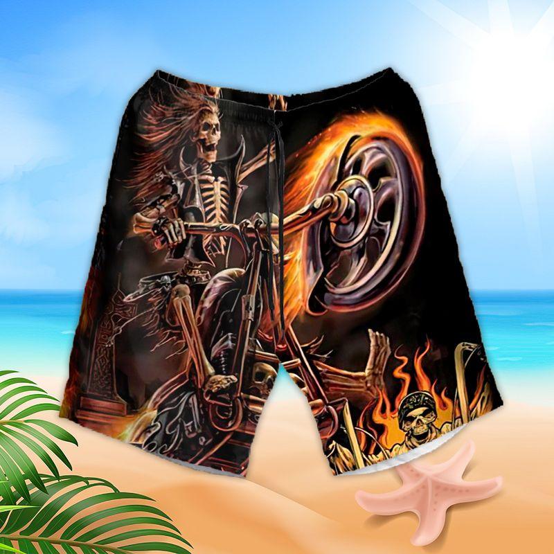 Motorcycle Aloha Hawaiian Shirts For Summer, Skeleton Rock Star Riding Skull Racing Hawaiian Set For Men Women, Gift For Friend, Motorcycle Lovers - Amzanimalsgift