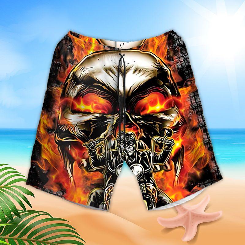 Motorcycle Aloha Hawaiian Shirts For Summer, Skeleton Skull Flaming Hawaiian Set For Men Women, Gift For Racing Motorcycle Lovers, Racer From Hell - Amzanimalsgift