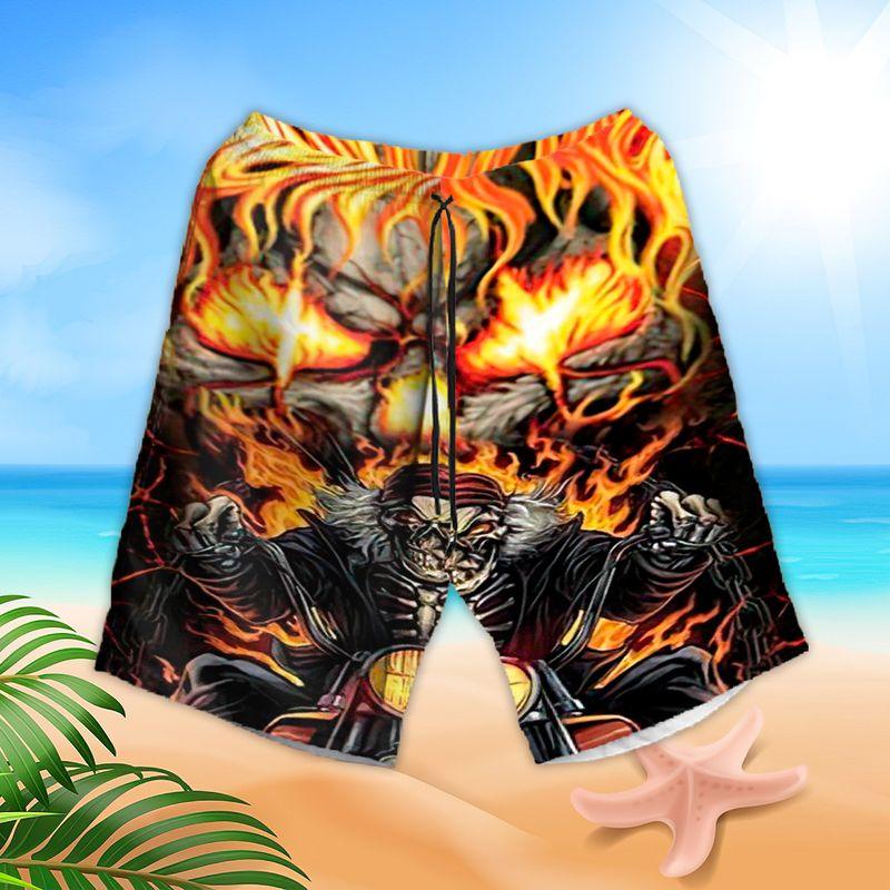 Motorcycle Aloha Hawaiian Shirts For Summer, Skull Flame Hawaiian Set Outfits For Men Women, Gift For Friend, Team, Racing Motorcycle Lovers - Amzanimalsgift