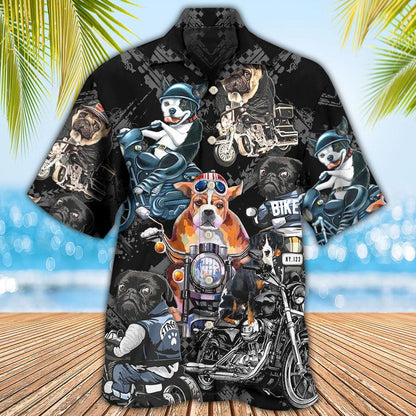 Motorcycle Dog Aloha Hawaiian Shirt For Summer, I Like Motorcycles And Dogs Hawaiian Shirt, Gift For Men Women, Dog Lovers, Dog Mom Dad - Amzanimalsgift