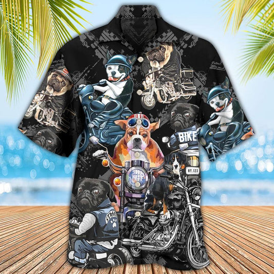 Motorcycle Dog Aloha Hawaiian Shirt For Summer, I Like Motorcycles And Dogs Hawaiian Shirt, Gift For Men Women, Dog Lovers, Dog Mom Dad - Amzanimalsgift