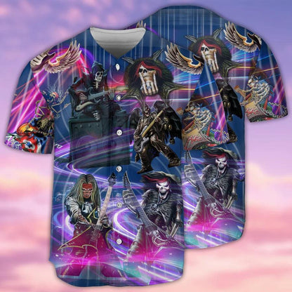 Music Baseball Jersey, Skull, Guitar Music Death Crazy Baseball Tee Jersey Shirt For Men And Women - Perfect Gift For Music Lovers, Halloween - Amzanimalsgift