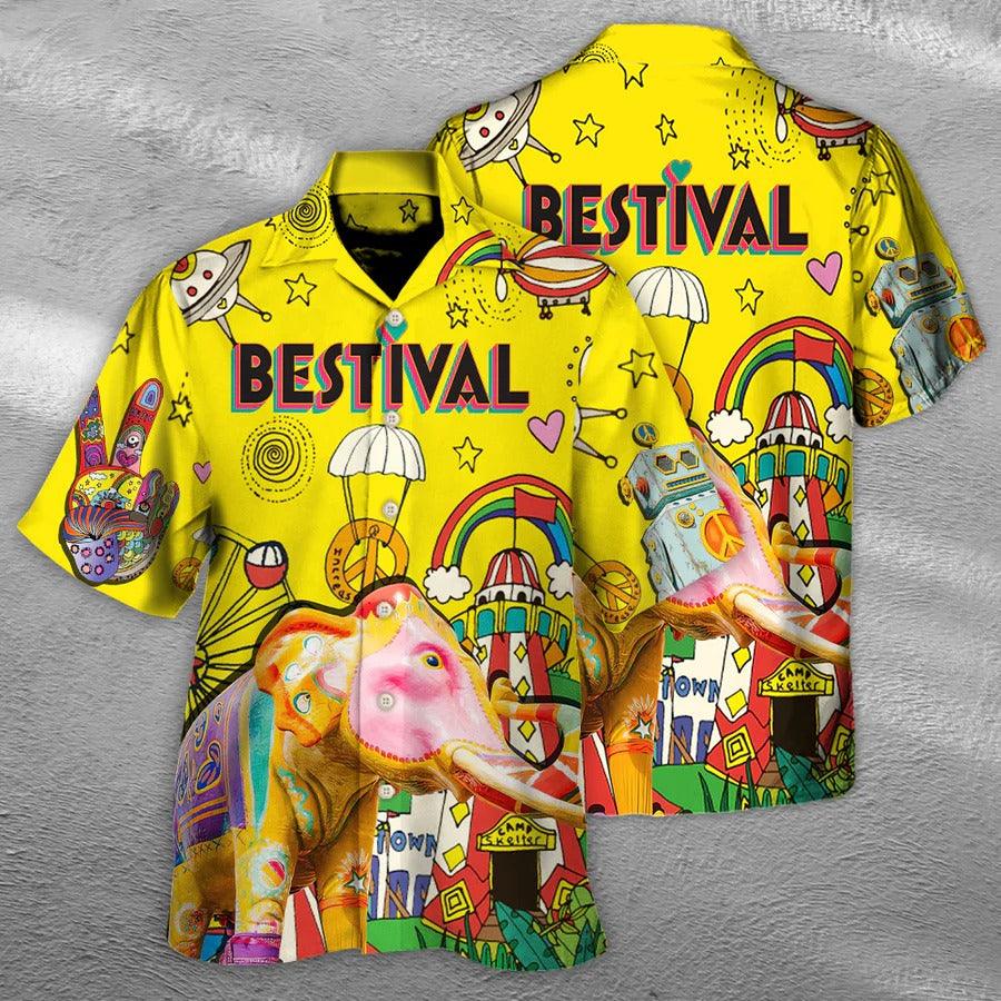 Music Hawaiian Shirt, Music Bestival In My Heart Hawaiian Shirt, Funny Festival Colorful Aloha Shirt For Men And Women - Perfect Gift For Music Lovers - Amzanimalsgift