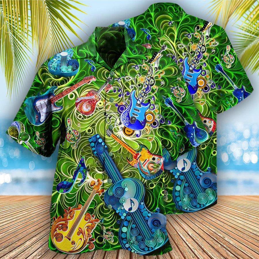 Music Hawaiian Shirt, Music Colorful Guitar Hawaiian Shirt, Music Melody Of Time Guitar Aloha Shirt For Men And Women - Perfect Gift For Music Lovers - Amzanimalsgift