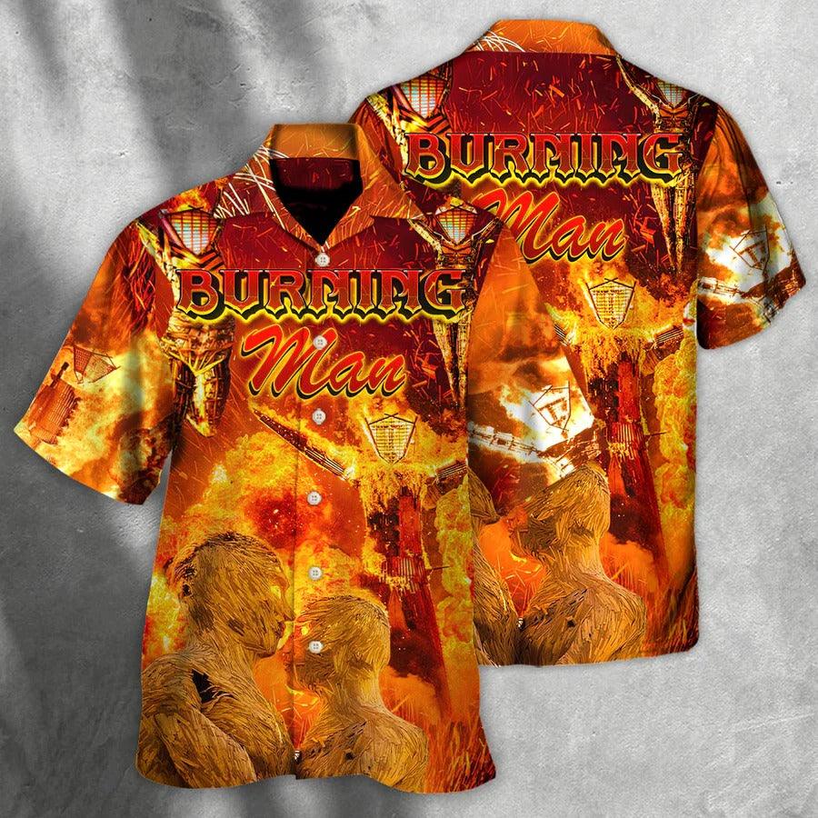 Music Hawaiian Shirt, Music Event Burning Man Hawaiian Shirt, Burn It All Up With The Festival Aloha Shirt For Men - Perfect Gift For Music Lovers - Amzanimalsgift