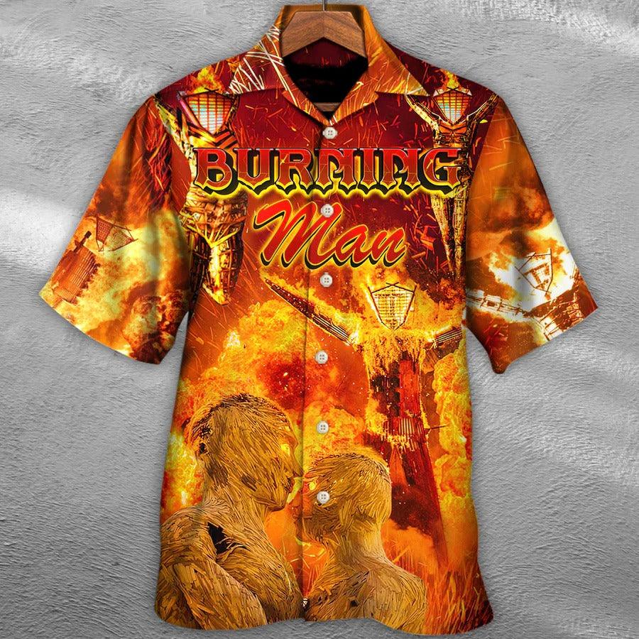 Music Hawaiian Shirt, Music Event Burning Man Hawaiian Shirt, Burn It All Up With The Festival Aloha Shirt For Men - Perfect Gift For Music Lovers - Amzanimalsgift