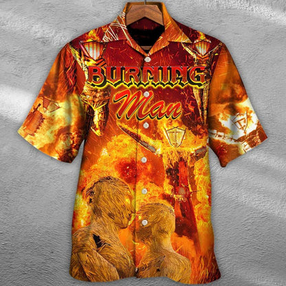 Music Hawaiian Shirt, Music Event Burning Man Hawaiian Shirt, Burn It All Up With The Festival Aloha Shirt For Men - Perfect Gift For Music Lovers - Amzanimalsgift