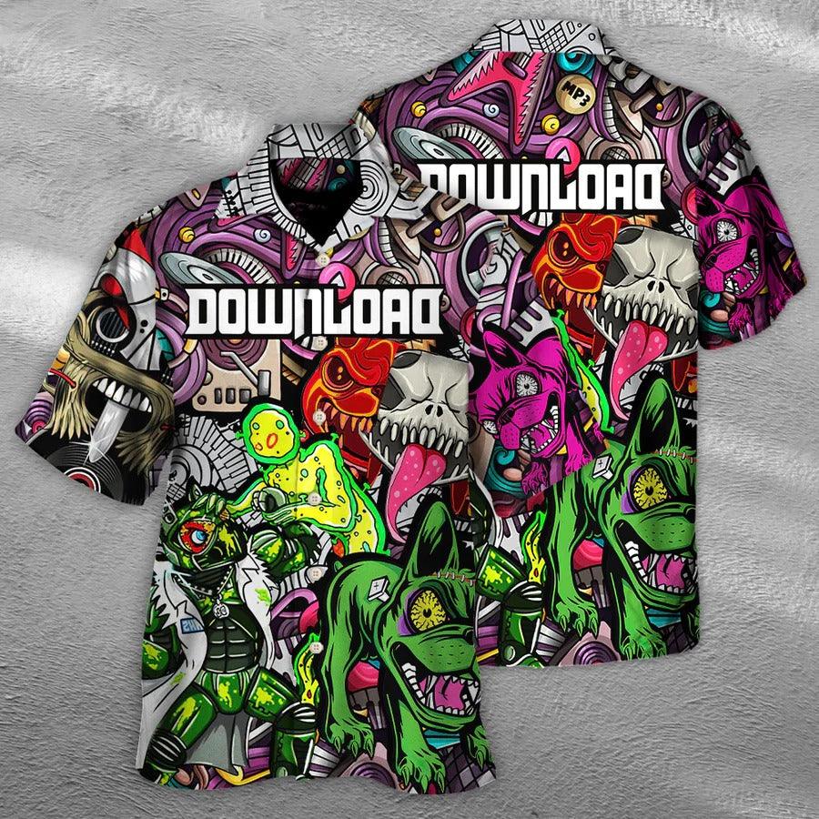 Music Hawaiian Shirt, Music Event Download Festival Hawaiian Shirt, Music Download Aloha Shirt For Men - Perfect Gift For Music Lovers - Amzanimalsgift