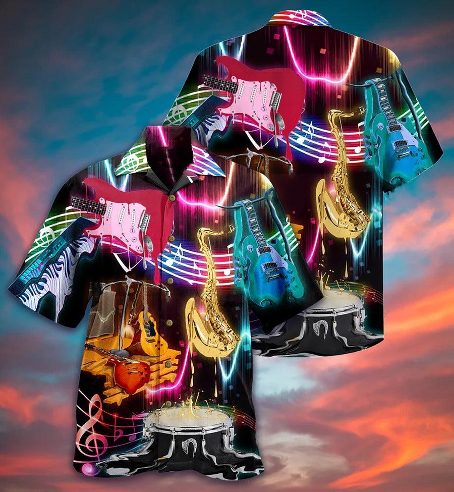 Music Hawaiian Shirt, Music In My Heart Hawaiian Shirt, Music Neon Style Aloha Shirt For Men And Women - Perfect Gift For Music Lovers - Amzanimalsgift