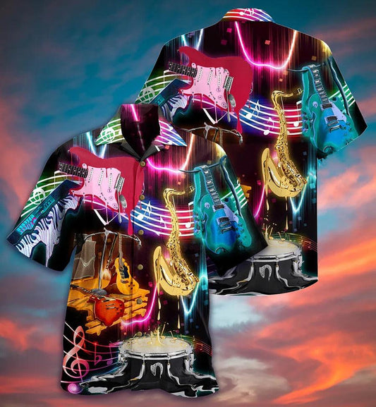 Music Hawaiian Shirt, Music In My Heart Hawaiian Shirt, Music Neon Style Aloha Shirt For Men And Women - Perfect Gift For Music Lovers - Amzanimalsgift