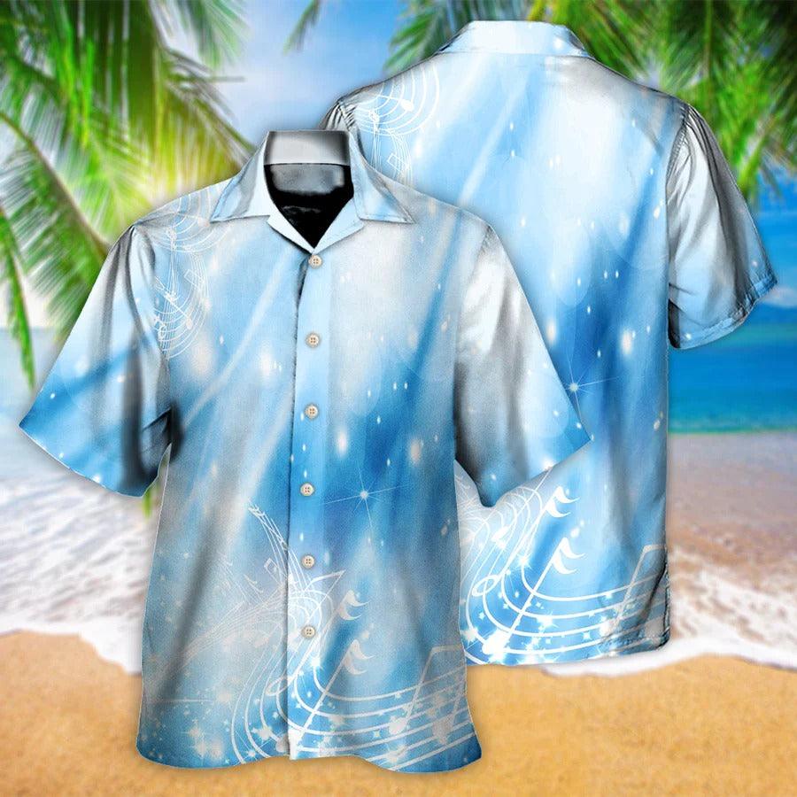 Music Hawaiian Shirt, Music Melody Hawaiian Shirt, Musical Notes on A Dark Blue Aloha Shirt For Men And Women - Perfect Gift For Music Lovers - Amzanimalsgift