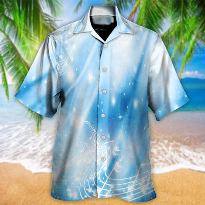 Music Hawaiian Shirt, Music Melody Hawaiian Shirt, Musical Notes on A Dark Blue Aloha Shirt For Men And Women - Perfect Gift For Music Lovers - Amzanimalsgift