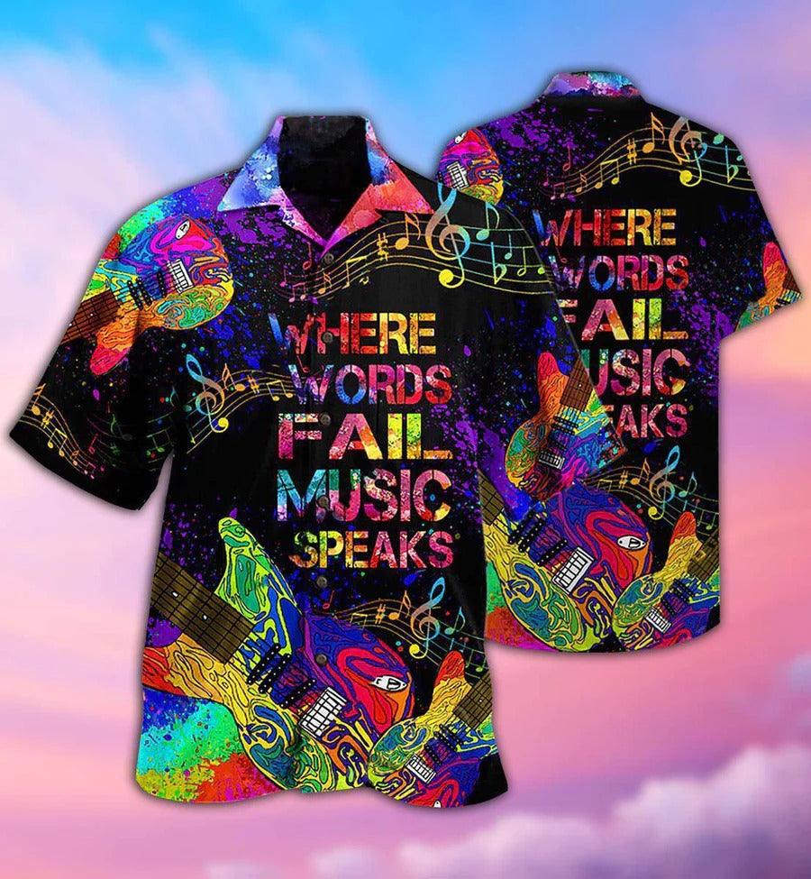 Music Hawaiian Shirt, Music Melody Hawaiian Shirt, Where Words Fall Music Speaks Aloha Shirt For Men And Women - Perfect Gift For Music Lovers - Amzanimalsgift