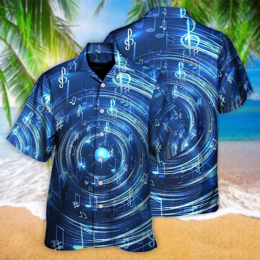 Music Hawaiian Shirt, Music Neon Circle Hawaiian Shirt, Music Notes Retro Aloha Shirt For Men And Women - Perfect Gift For Music Lovers - Amzanimalsgift