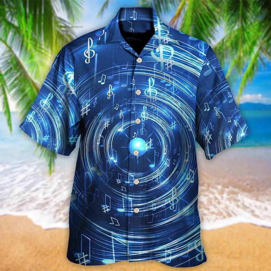 Music Hawaiian Shirt, Music Neon Circle Hawaiian Shirt, Music Notes Retro Aloha Shirt For Men And Women - Perfect Gift For Music Lovers - Amzanimalsgift