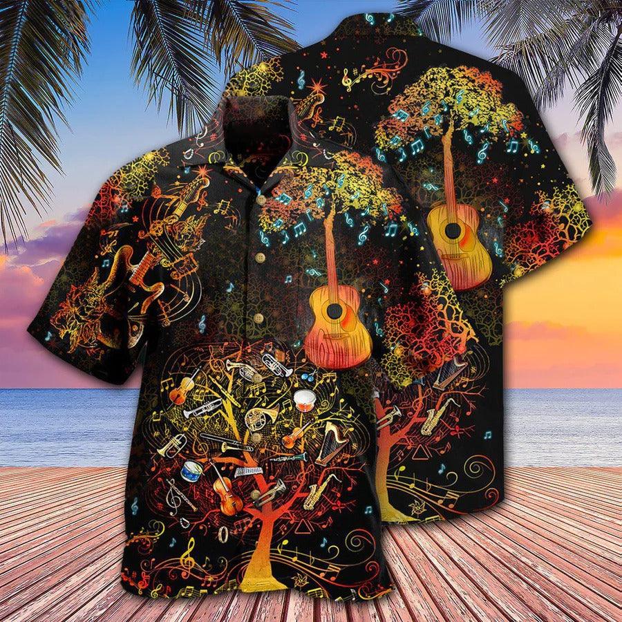 Music Hawaiian Shirt, Music Tree And Guitar Hawaiian Shirt, Music The Nocturne Of Time Aloha Shirt For Men And Women - Perfect Gift For Music Lovers - Amzanimalsgift