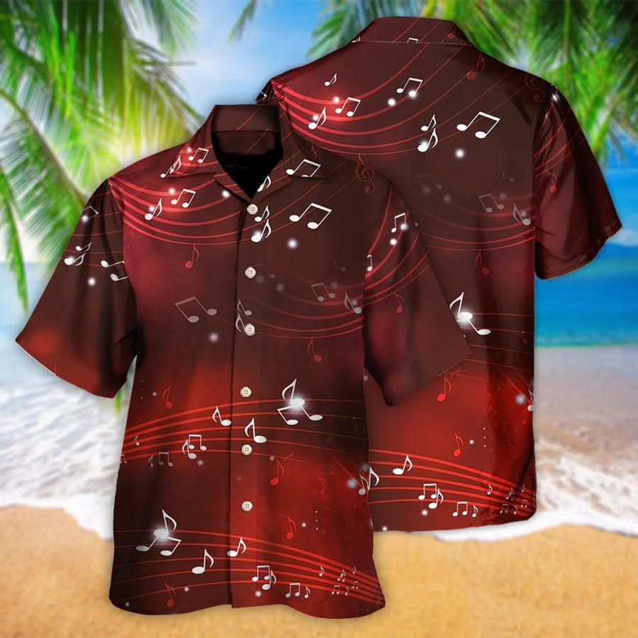 Music Hawaiian Shirt, Musical Notes And Blurry Lights On Dark Red Aloha Shirt For Men And Women - Perfect Gift For Music Lovers - Amzanimalsgift