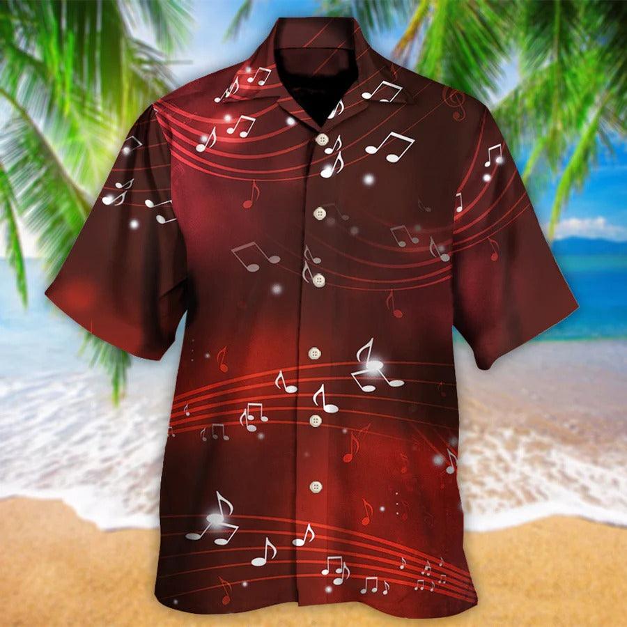 Music Hawaiian Shirt, Musical Notes And Blurry Lights On Dark Red Aloha Shirt For Men And Women - Perfect Gift For Music Lovers - Amzanimalsgift