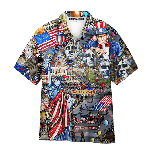 My Patriotic Heart Beats We The People America Independence Day Aloha Hawaiian Shirts For Men Women, USA Flag Hawaiian Shirt, 4th July Gift For Summer - Amzanimalsgift