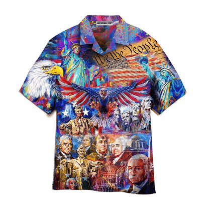 My Patriotic Heart We The People American Independence Day Aloha Hawaiian Shirts For Men Women, US Flag Eagle Hawaiian Shirt, 4th July Gift For Summer - Amzanimalsgift