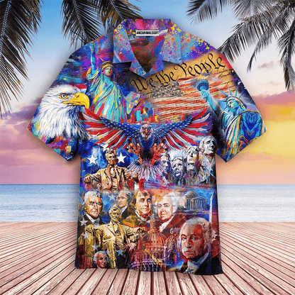 My Patriotic Heart We The People American Independence Day Aloha Hawaiian Shirts For Men Women, US Flag Eagle Hawaiian Shirt, 4th July Gift For Summer - Amzanimalsgift