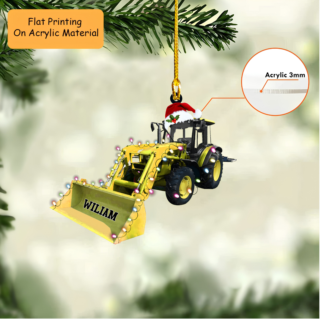 Personalized Construction Christmas Ornament, Loader Christmas, Custom Ornament Christmas Gift, Keychain Construction Christmas, Car Ornament Construction Christmas