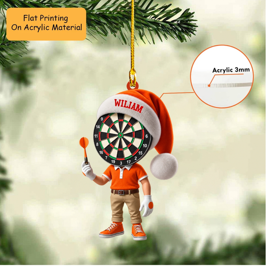 Personalized Darts Christmas Ornament, Dartboard Head Polo Mascot, Custom Ornament Christmas Gift, Keychain Dart, Car Ornament Dart