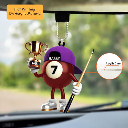 Personalized Christmas Billiard Ornament, Billiard Ball Winner Cup, Custom Ornament Christmas Gift, Keychain Billiard Christmas, Car Ornament Billiard Christmas