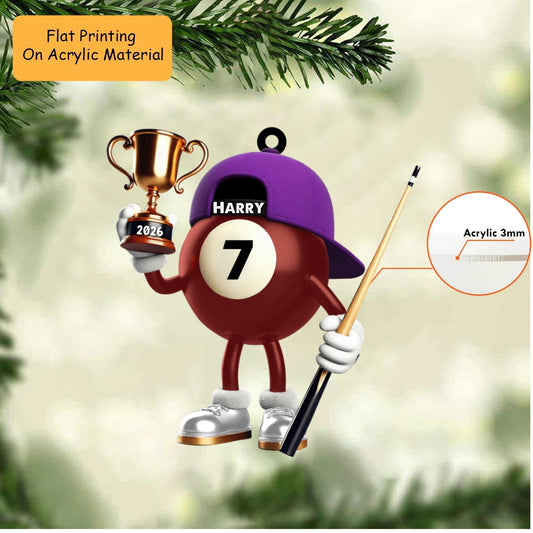 Personalized Christmas Billiard Ornament, Billiard Ball Winner Cup, Custom Ornament Christmas Gift, Keychain Billiard Christmas, Car Ornament Billiard Christmas