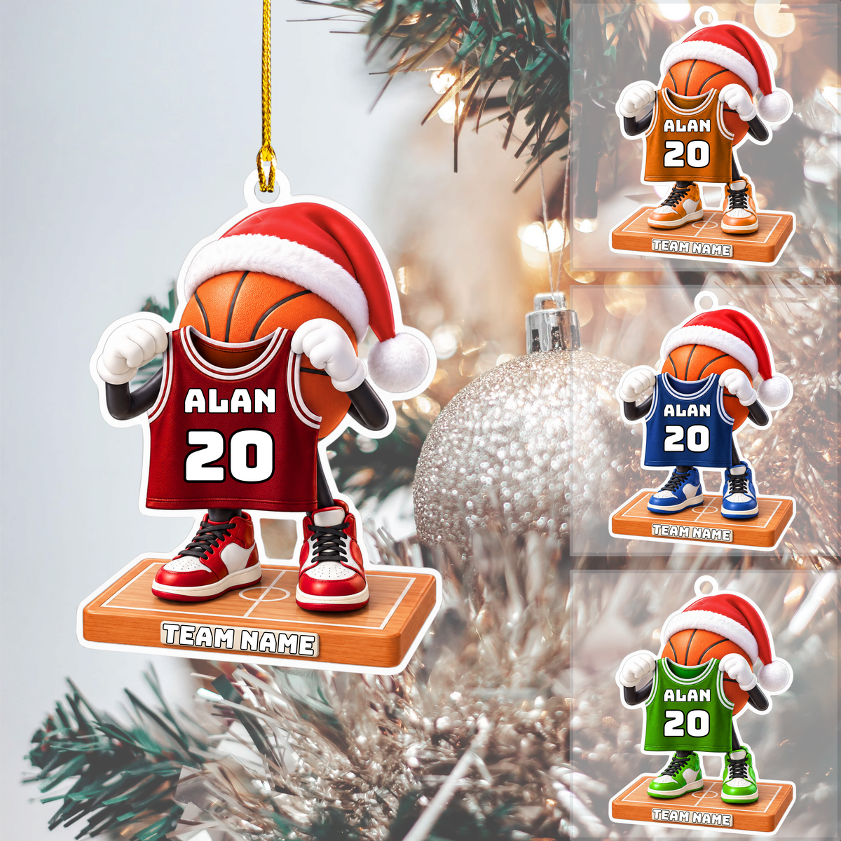 Personalized Basketball Christmas Flat Printed Acrylic Ornament, Basketball Things, Custom Ornament Christmas Gift, Keychain Basketball, Car Ornament Basketball