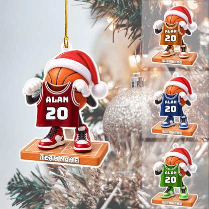 Personalized Basketball Christmas Flat Printed Acrylic Ornament, Basketball Things, Custom Ornament Christmas Gift, Keychain Basketball, Car Ornament Basketball
