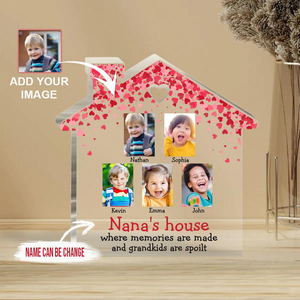 Nana's House Custom Shaped Acrylic Plaque - Personalized Mother's day Grandma Custom Shaped Acrylic Plaque - Perfect Gift For Nana, Mimi, Grandma - Amzanimalsgift