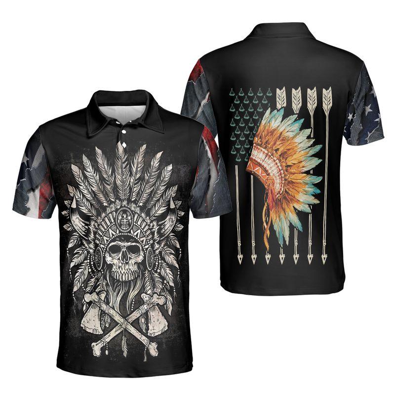 Native American Polo Shirt For Men, Sport Tee Indian Men Gift Outdoor Outfits Gift Polo Shirt For Men, Father, Friend - Amzanimalsgift