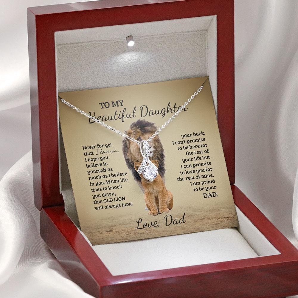 Necklace Daughter, To My Daughter Necklace, Old Lion Necklace, Personalized Alluring Beauty Necklace, Best Gifts For Daughter From Dad - Amzanimalsgift