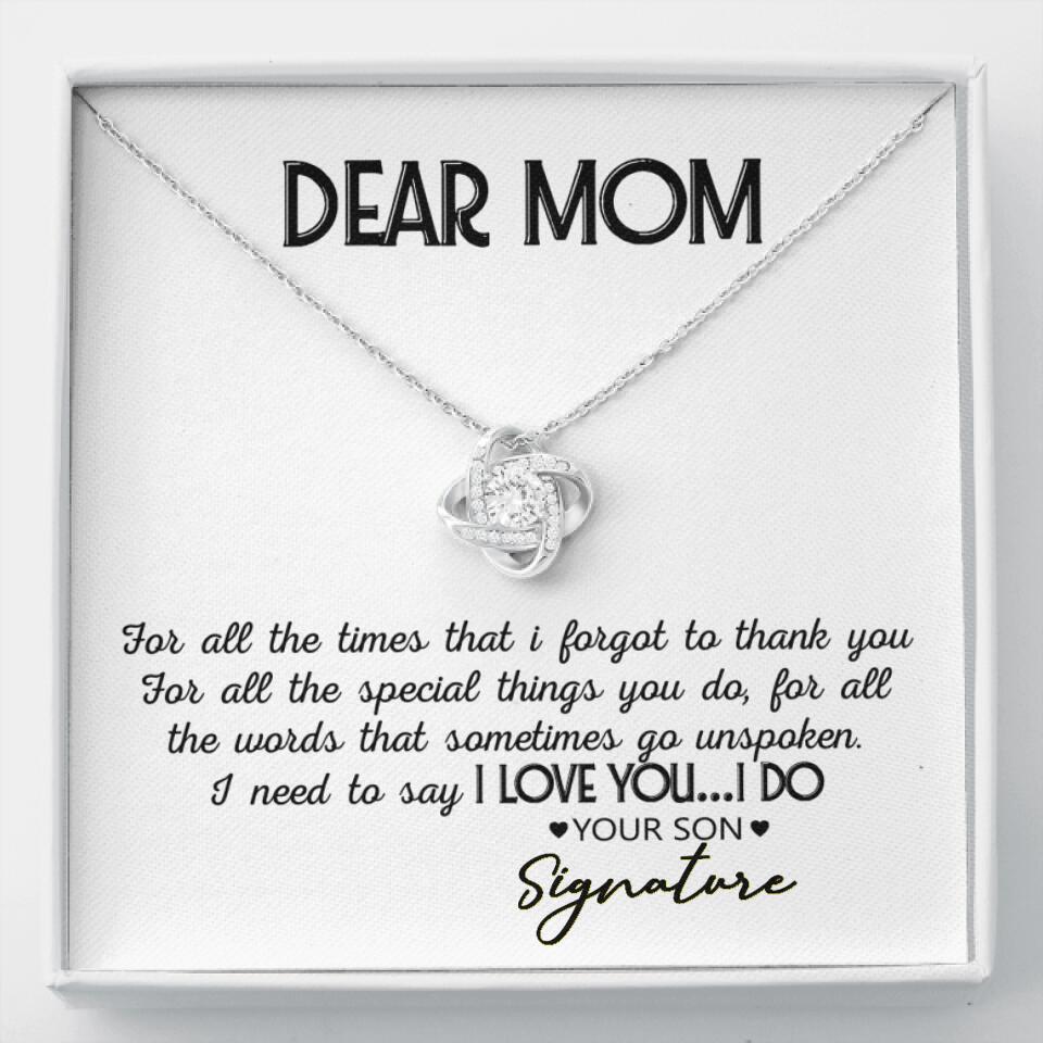 Necklace For Mom - Gift For Mom, To my Mom from Son and Daughter, Dear Mom I Love You ... I Do Love Knot Necklace - Mothers Day Presents, Birthday Gifts For Mom - Amzanimalsgift
