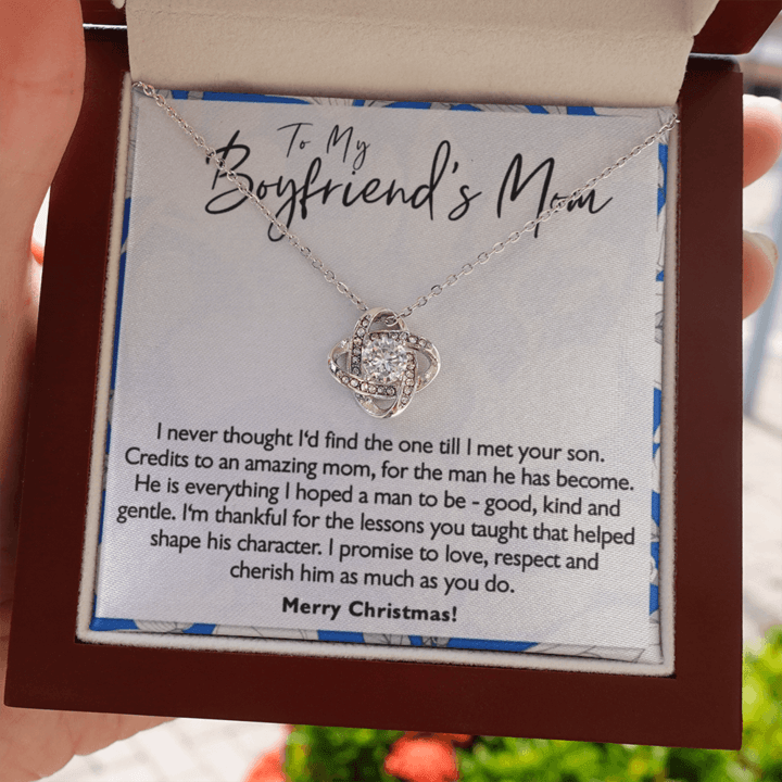 Necklace Gift For Boyfriend's Mom - To My Boyfriend's Mom I never though I'd find the one till I met your son Love Knot Necklace - Gifts For Your Boyfriends Mom - Amzanimalsgift
