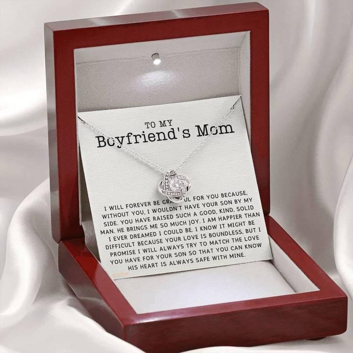 Necklace Gift For Boyfriend's Mom - To My Boyfriend's Mom Necklace I promise I Will Always Try To Match The Love You Have For Your Son Love Knot Necklace - Amzanimalsgift