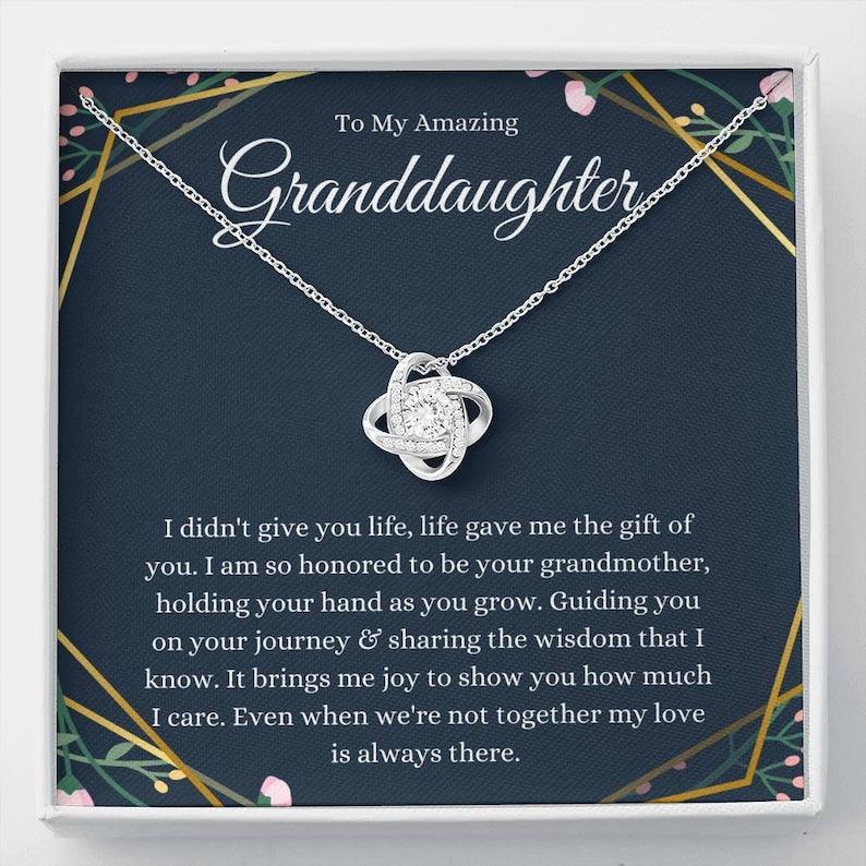 Necklace Gift for Granddaughter, To My Amazing Granddaughter Gift From Grandmother, Granddaughter Christmas Gift Love Knot Necklace - Amzanimalsgift