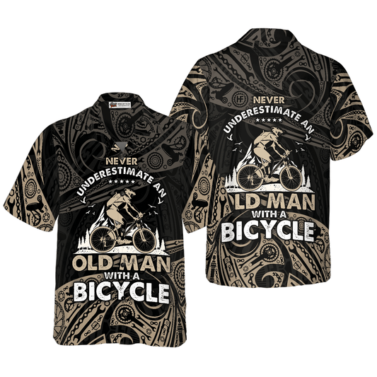 Never Underestimate An Old Men With A Bicycle Aloha Hawaiian Shirt For Summer, Cool Hawaiian Shirts Outfit For Men Women, Friend, Team, Cycling Lovers - Amzanimalsgift