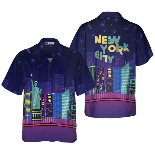 New York City By Night Hawaiian Shirt, Colorful Summer Aloha Shirts For Men Women, Perfect Gift For Husband, Wife, Friend, Family - Amzanimalsgift