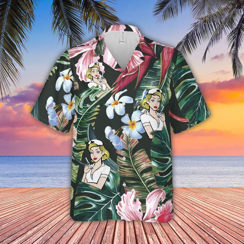 Nurse Aloha Hawaiian Shirts For Summer, Tropical Hawaiian Clothing Men Women For Nurse Beach, Gift For Nurse, Friend, Family, Nurse Lovers - Amzanimalsgift
