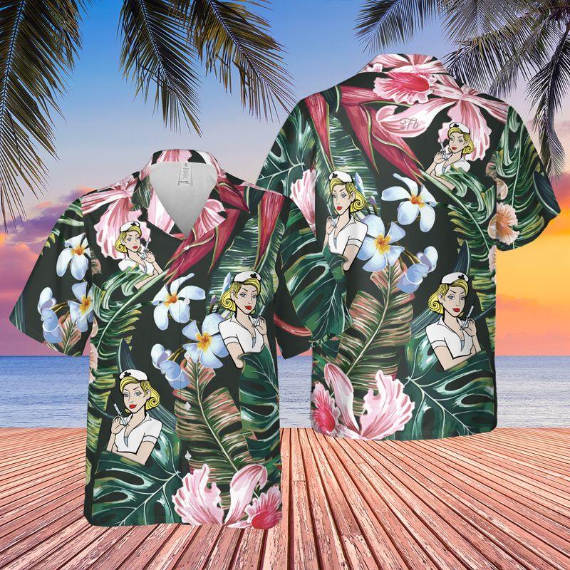 Nurse Aloha Hawaiian Shirts For Summer, Tropical Hawaiian Clothing Men Women For Nurse Beach, Gift For Nurse, Friend, Family, Nurse Lovers - Amzanimalsgift