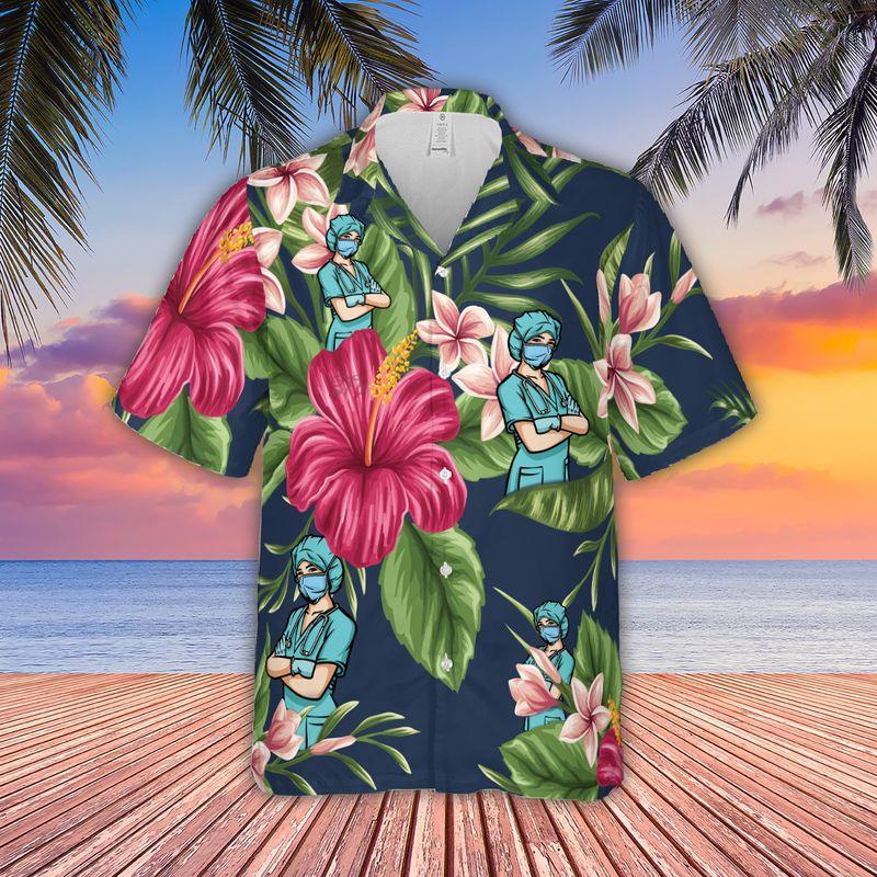 Nurse Aloha Hawaiian Shirts For Summer, Tropical Hawaiian Clothing Men Women For Nurse Beach, Nursing Gift For Friend, Family, Nurse Lovers - Amzanimalsgift