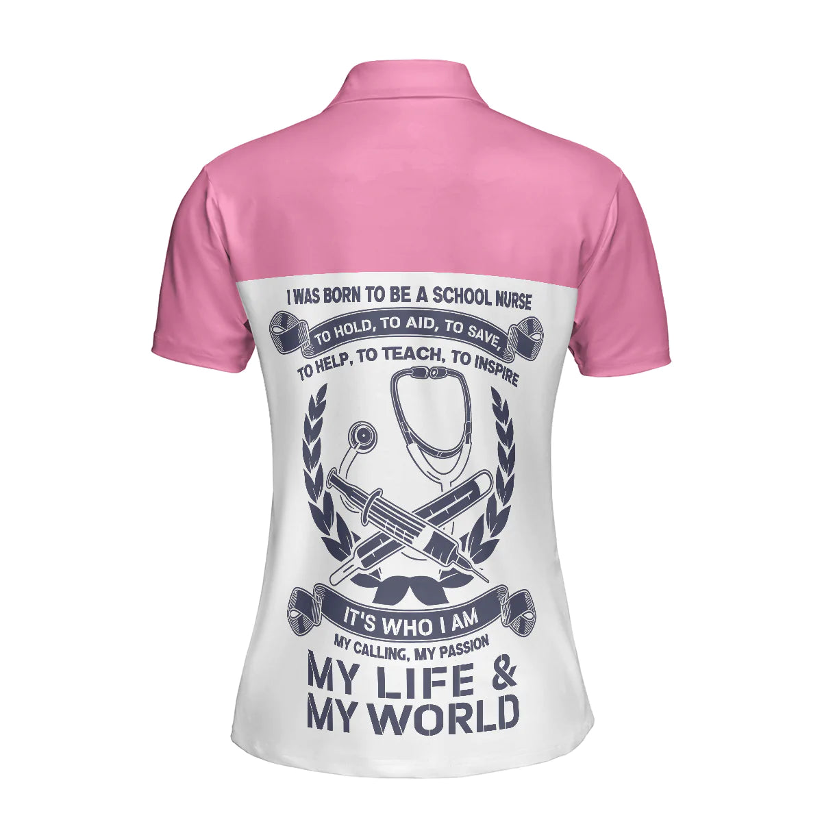 Nurses Women Polo Shirt, Pink Argyle Pattern Polo Shirt, I Was Born To Be A School Nurse Polo Shirt For Ladies - Gift For Women, Nurses - Amzanimalsgift