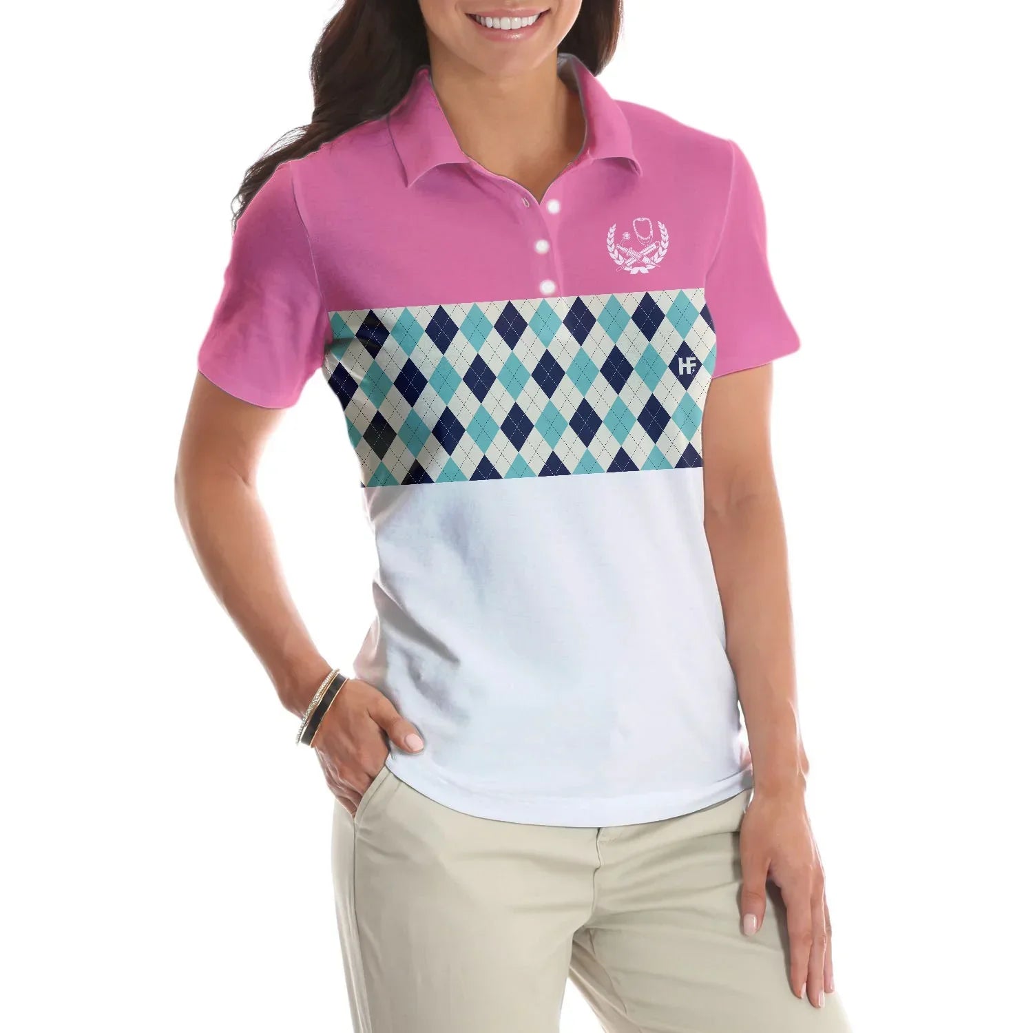 Nurses Women Polo Shirt, Pink Argyle Pattern Polo Shirt, I Was Born To Be A School Nurse Polo Shirt For Ladies - Gift For Women, Nurses - Amzanimalsgift