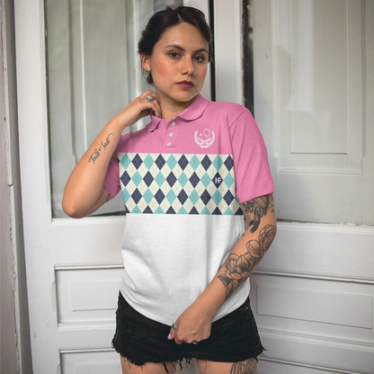 Nurses Women Polo Shirt, Pink Argyle Pattern Polo Shirt, I Was Born To Be A School Nurse Polo Shirt For Ladies - Gift For Women, Nurses - Amzanimalsgift