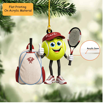 Personalized Christmas Tennis Ornament, Tennis Ball Player, Custom Ornament Christmas Gift, Keychain Tennis Christmas, Car Ornament Tennis Christmas
