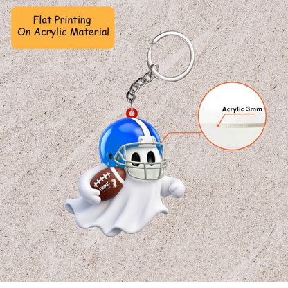 Personalized Fantasy Football Christmas Ornament, Spooky Cute Ghost Mascot Touchdown, Custom Ornament Christmas Gift, Keychain Football, Car Ornament Football